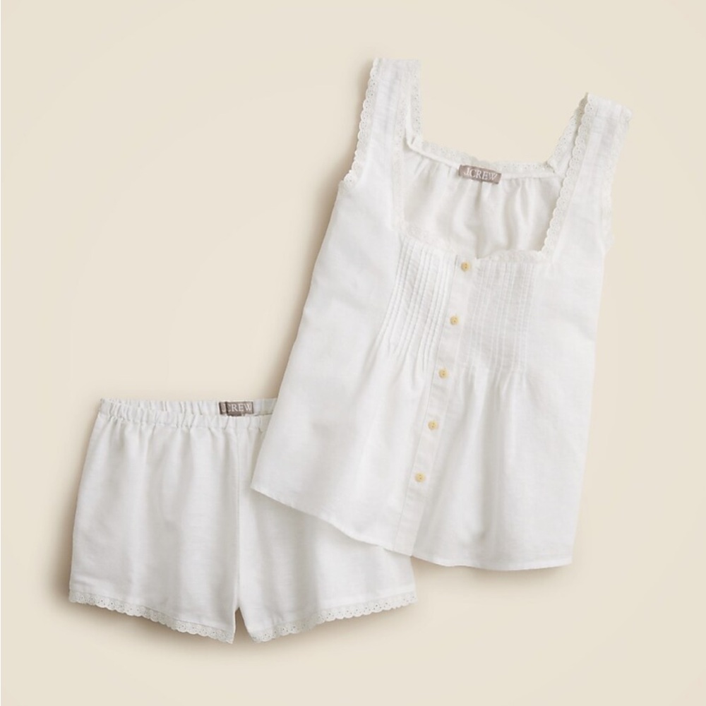 J. Crew White Sleeveless Top and Shorts Pajama set